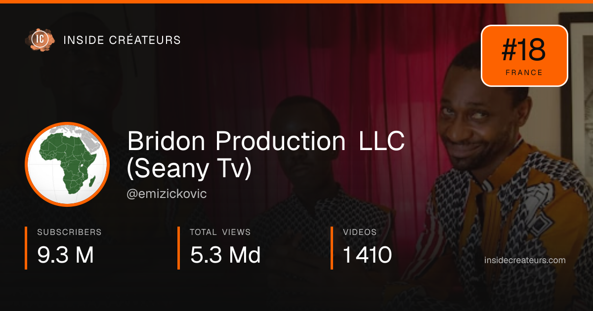 Bridon Production LLC (Seany Tv) stats card