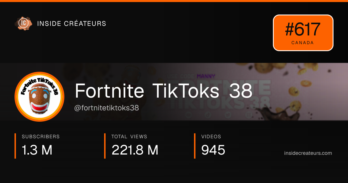 Fortnite TikToks 38 stats card